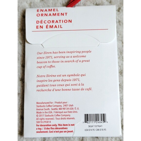 Starbucks 2017 Christmas Siren Mermaid Enamel Ornament - Picture 5 of 5